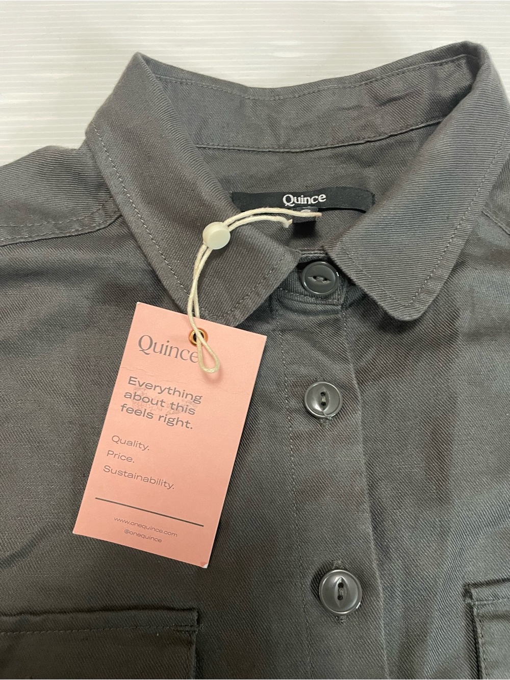 QUINCE Cotton Linen Twill Short Sleeve Coverall Jumpsuit S Charcoal Grey - Picture 5 of 15